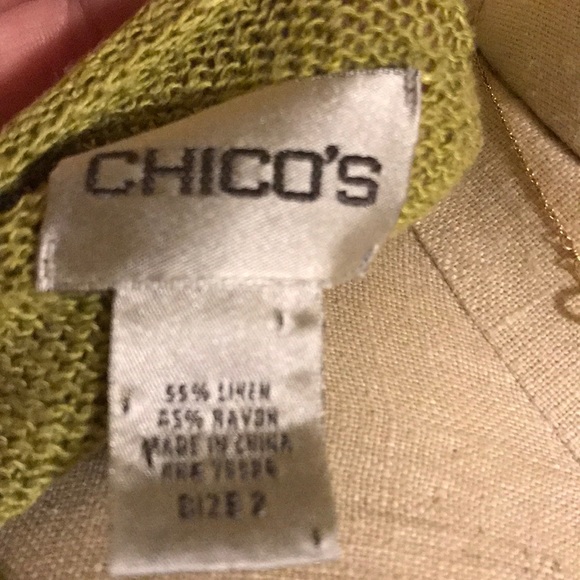 Chico’s Apple 🍏 Green Linen Blend Sweater Size 2 - Picture 5 of 7
